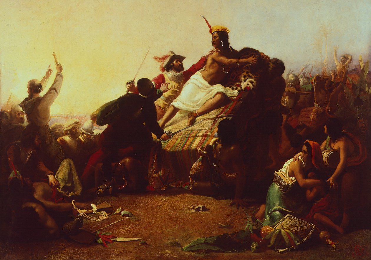 Pizzaro måler inkaerne i Peru, af John Everett Millais af John Everett Millais