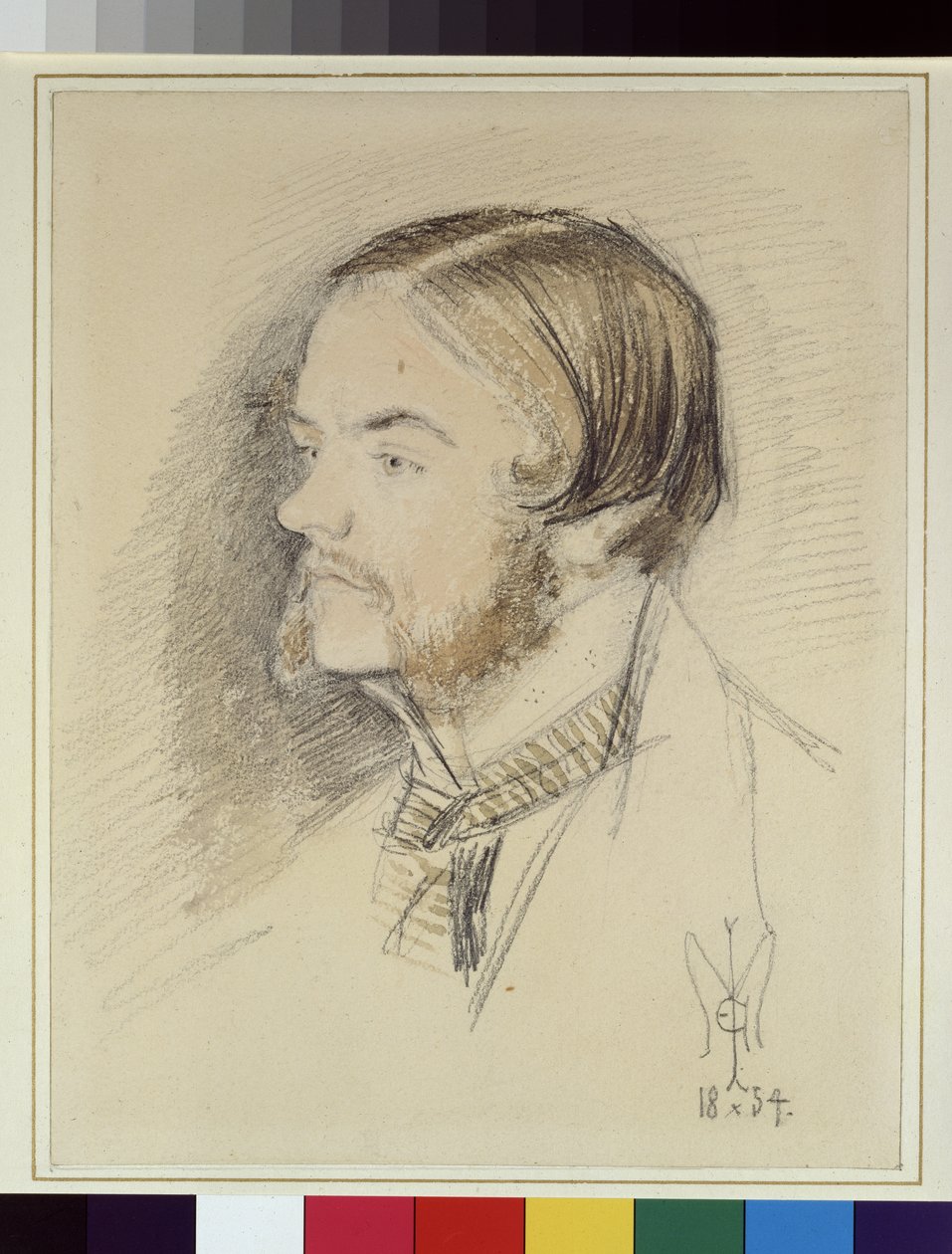 Portræt af Holman Hunt, 1854 (wc og blyant på papir) af John Everett Millais