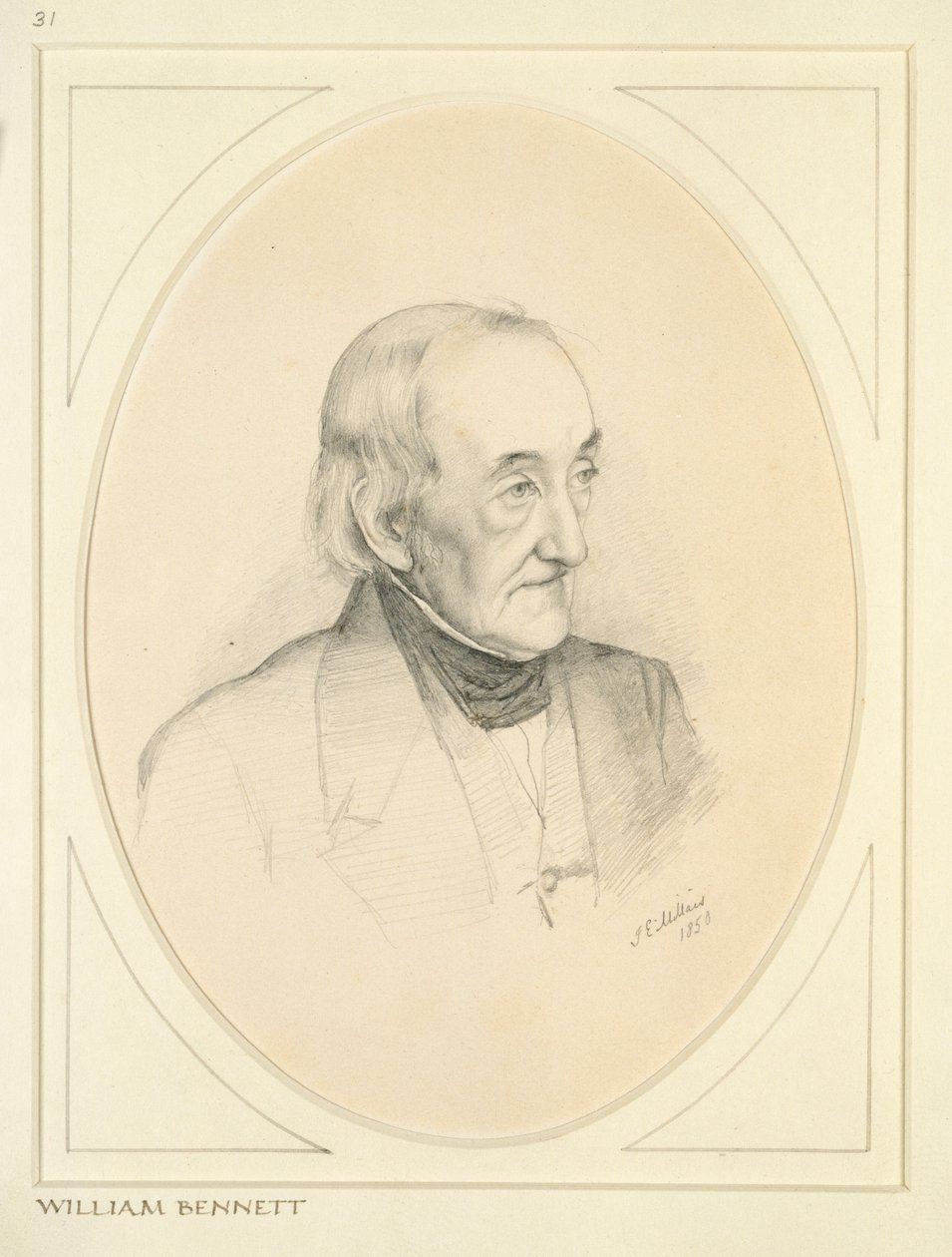 Portræt af William Bennett, 1850 af John Everett Millais