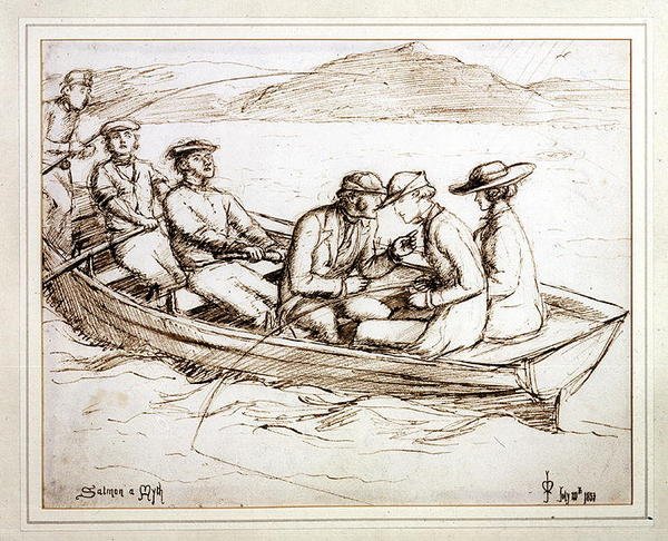 Salmon a Myth (pen og blæk på papir) af John Everett Millais