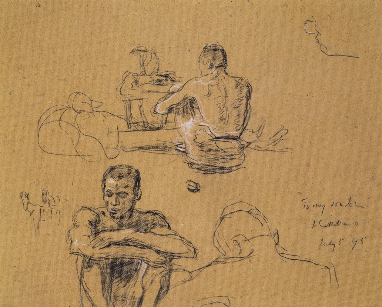 Studie til The Last Trek, 1895 (kul på brune kunstnertavler) af John Everett Millais