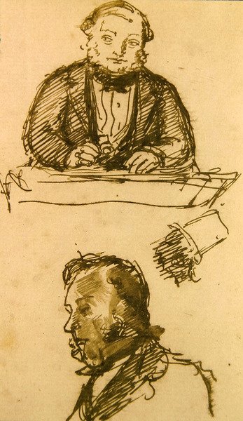 Auktionsholderen (pen og blæk på papir) af John Everett Millais