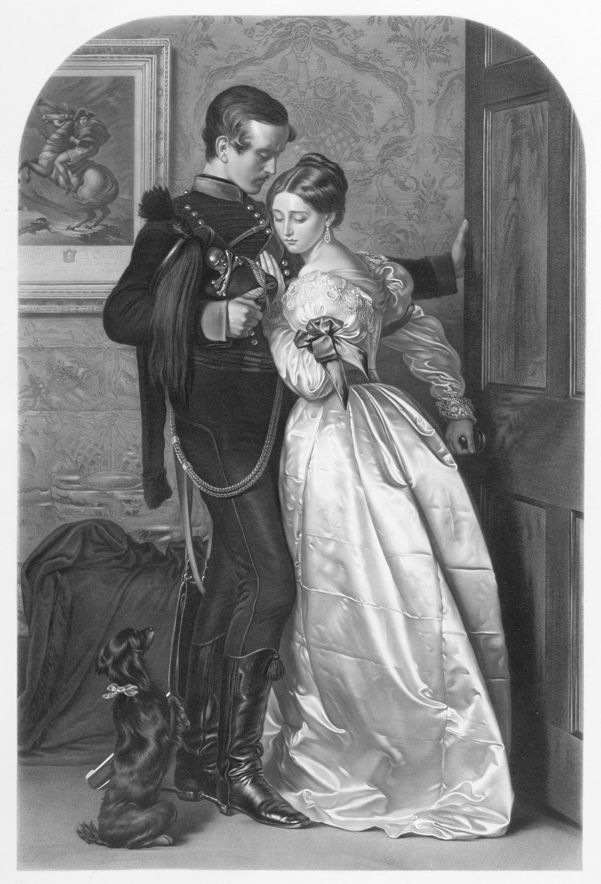 The Black Brunswicker, indgraveret af Thomas L. Atkinson (1817-c.1890) pub. af Henry Graves und Co., 1863 (mezzotint) (se også 100299) af John Everett Millais