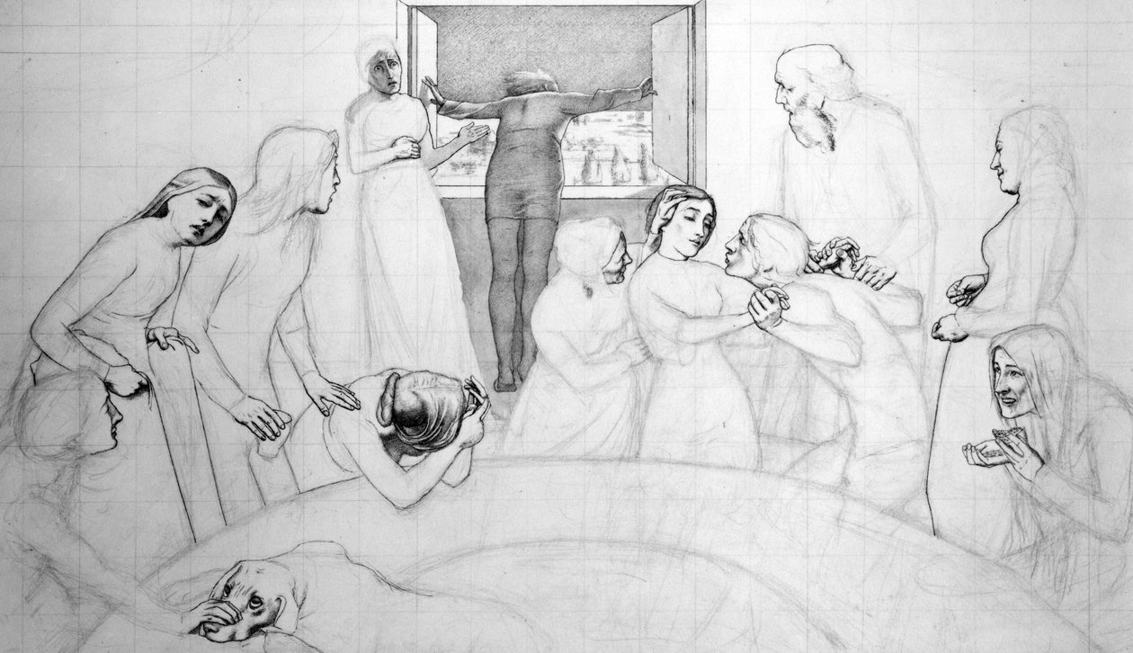 The Eve of the Deluge, ca. 1850 (blyant, pen og blæk på papir) af John Everett Millais