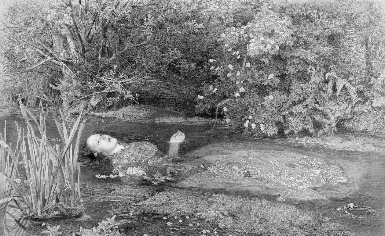 Ophelia, indgraveret af Alfred Smith (1810-fl.1870