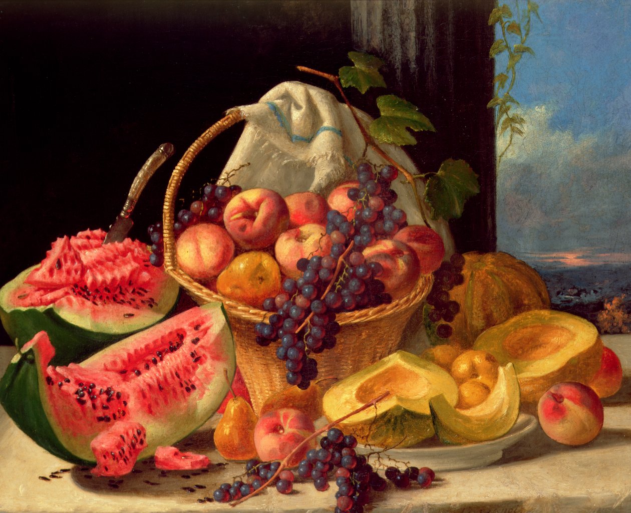 Stilleben med frugt (olie på lærred) af John F. Francis