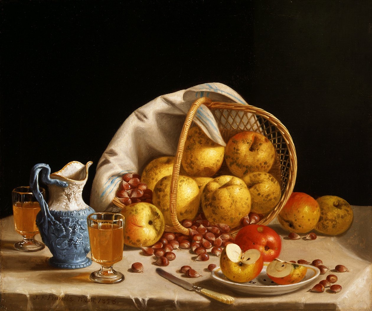 Stilleben med gule æbler af John F. Francis