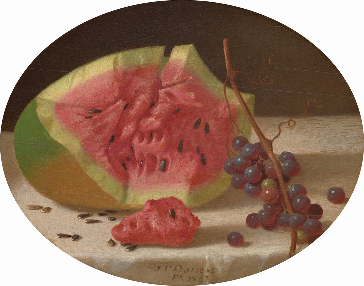 Vandmelon og vindruer af John F. Francis
