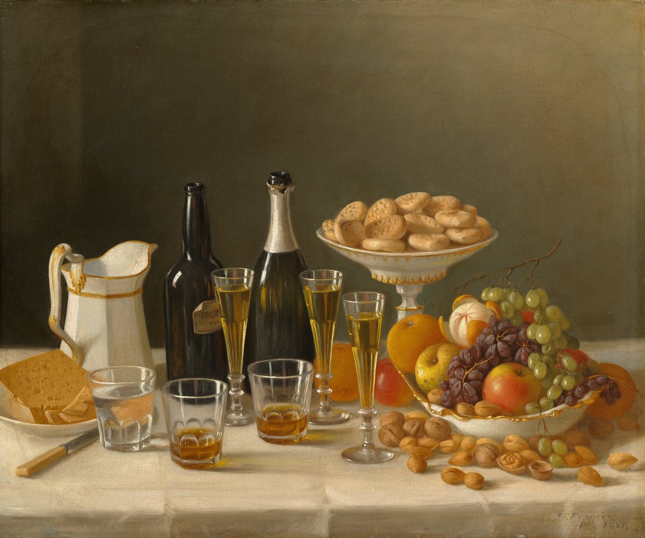 Vin, ost og frugt, 1857. af John F. Francis