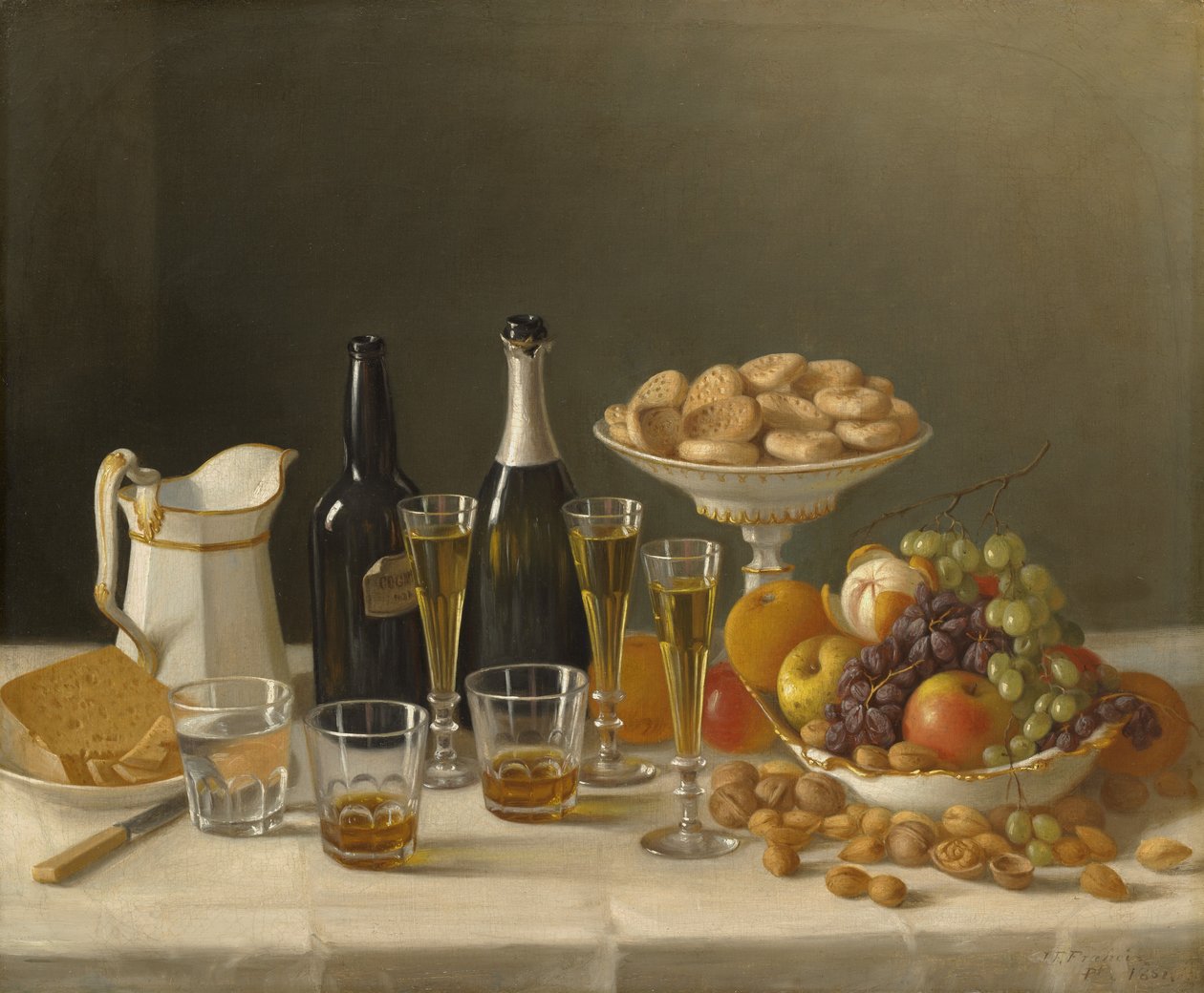 Vin, ost og frugt, 1857 af John F. Francis