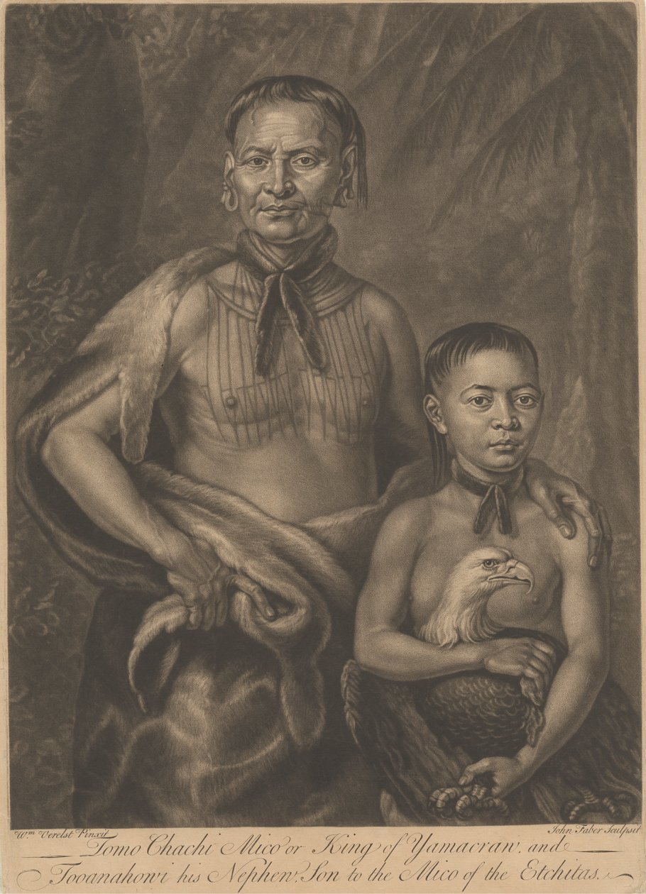 Tomo Chachi Mico, eller konge af Yamacraw, og Tooanahowi [sic], hans nevø af John Faber the younger
