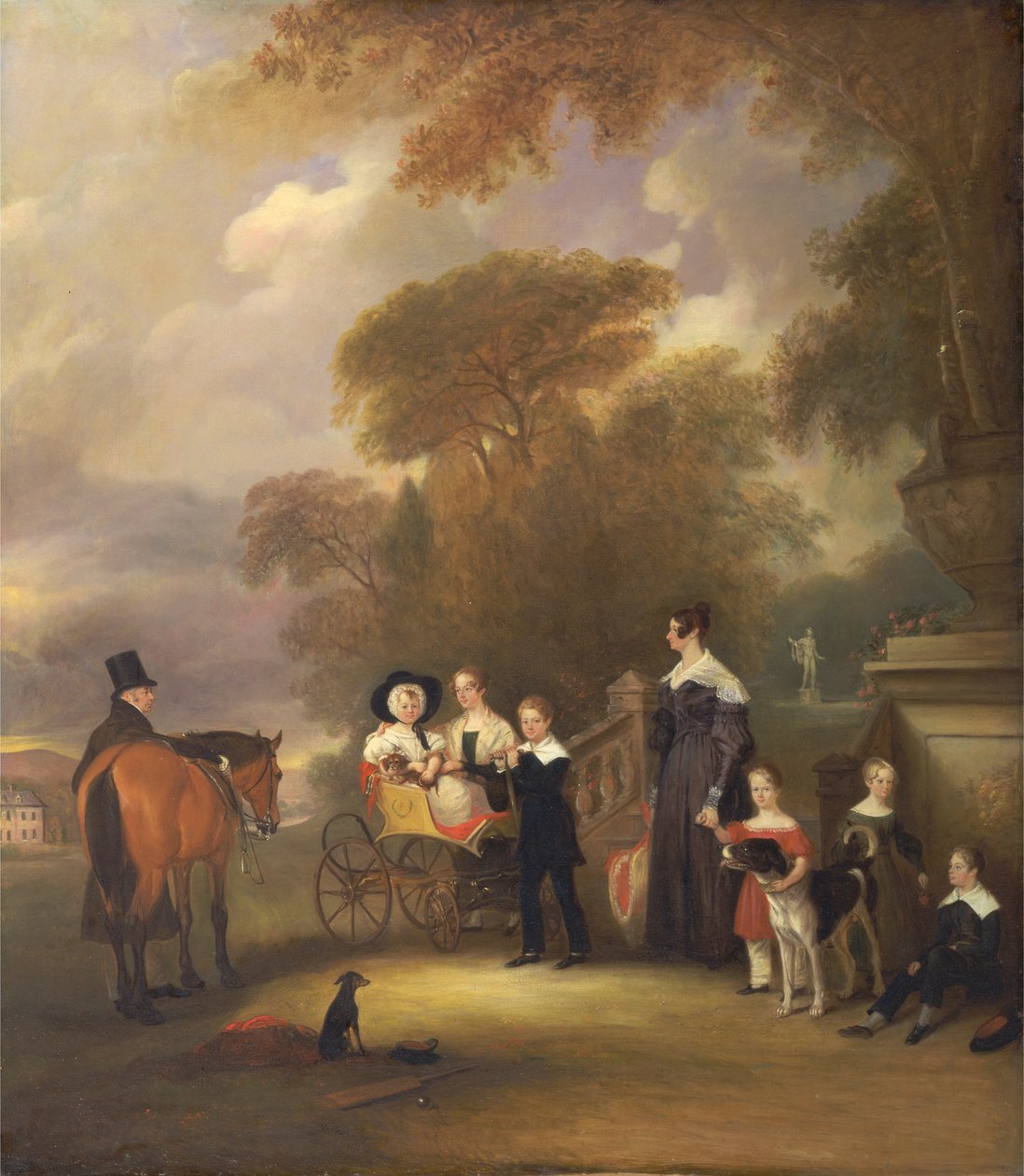 Præsten og fru Henry Palmer med deres seks yngre børn i Withcote Hall, nær Oakham, Leicestershire af John Ferneley