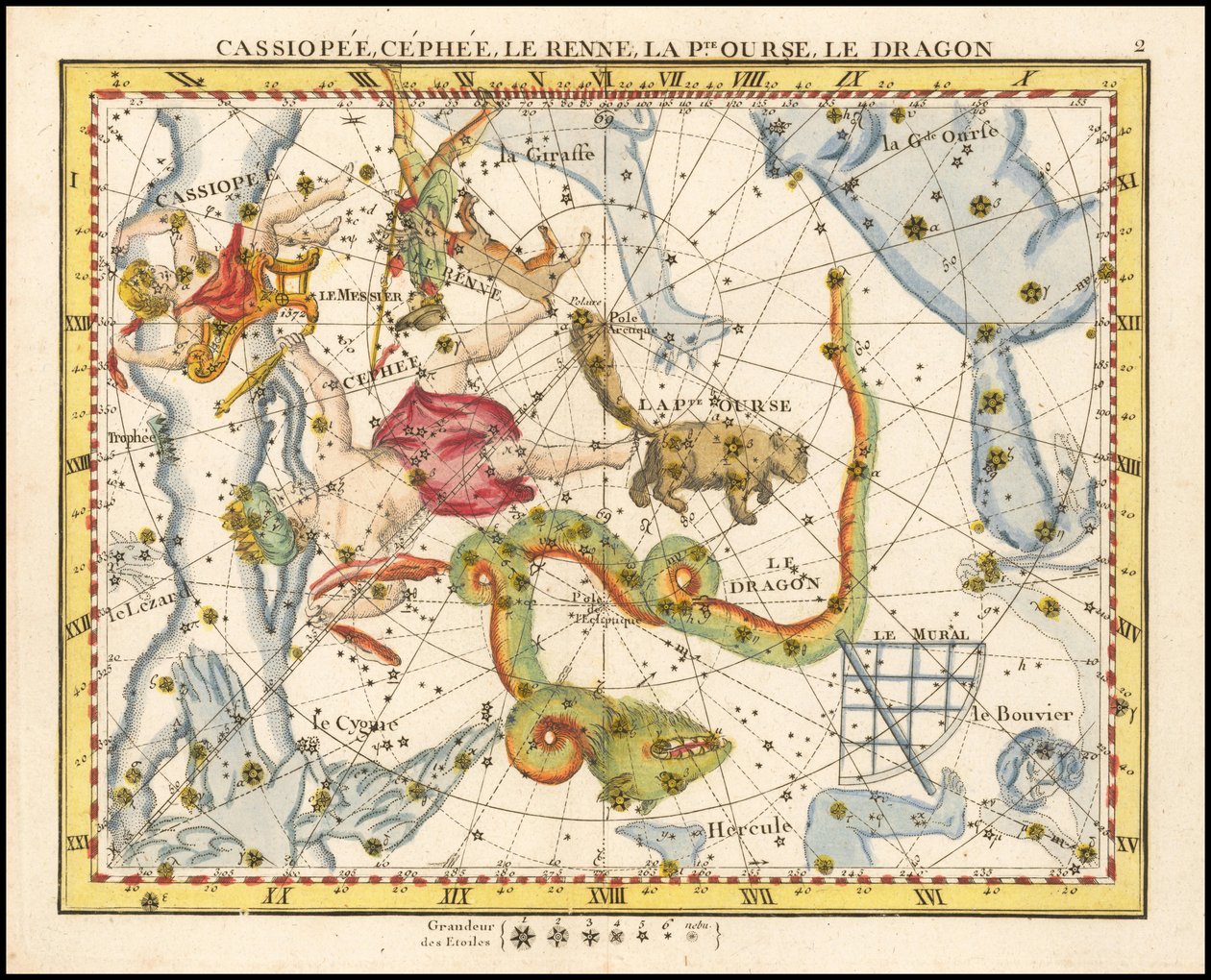 1776 - John Flamsteed - Cassiopee, Cehee, Le Renne, La Petite Ourse, Le Dragon (Cassiopea, Cepheus, Ursa Minor  Draco) af John Flamsteed