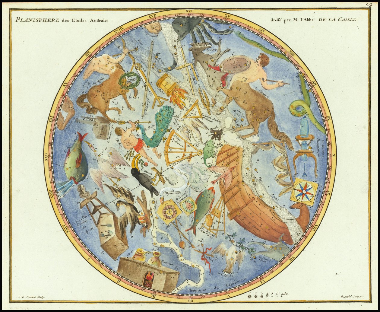 1776 - John Flamsteed - Planisphere des Etoiles Australes af John Flamsteed