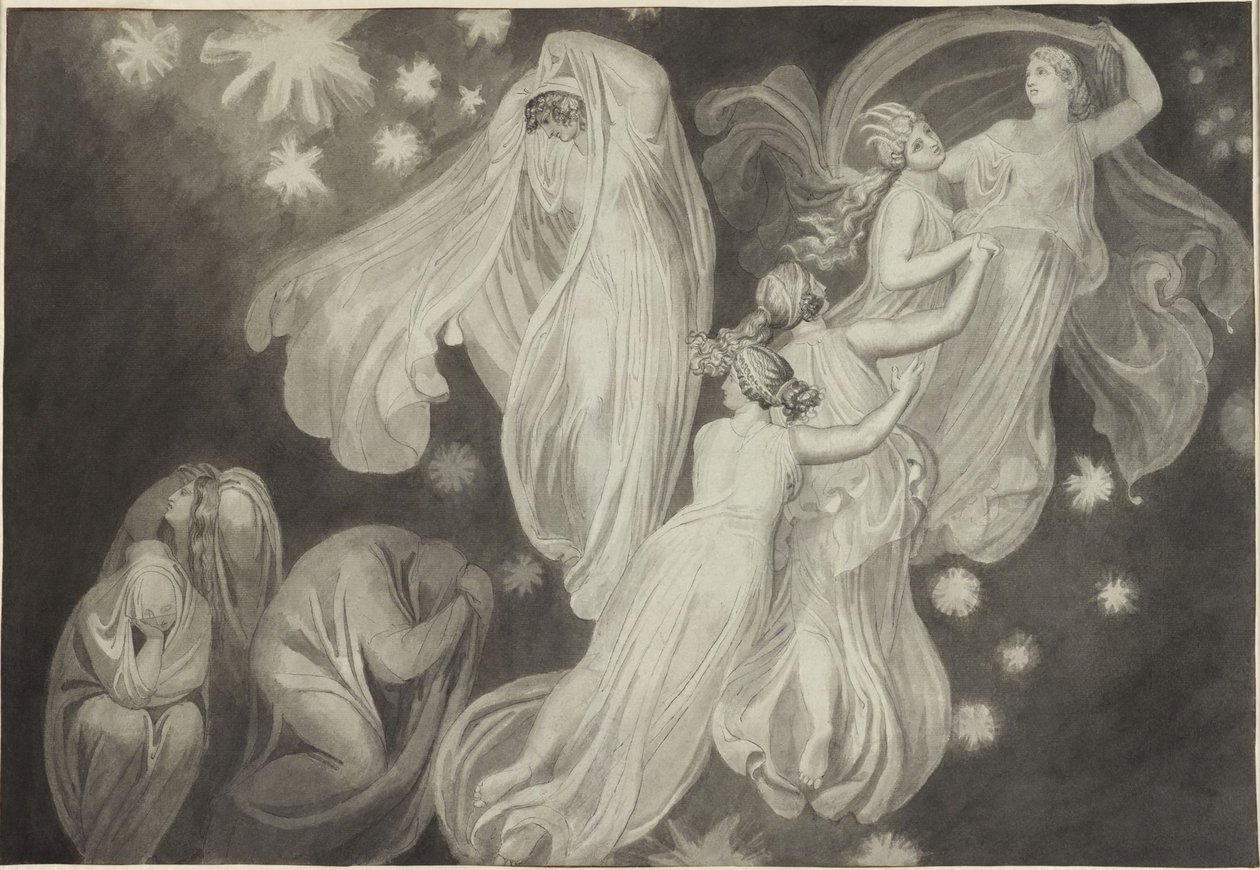 Engle fører en sjæl til himlen af John Flaxman
