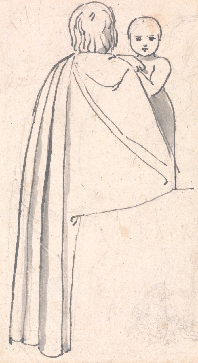Set bagfra af en kvinde med et barn, der kigger over hendes skulder af John Flaxman