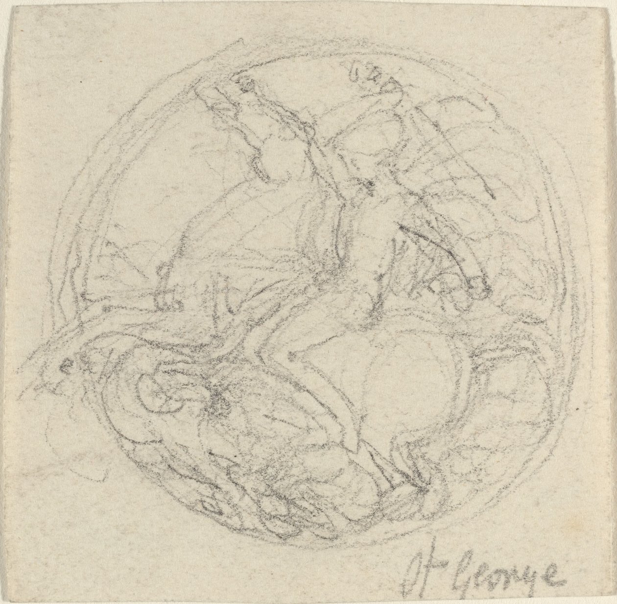 Design til en medalje, der repræsenterer Sankt Georg og dragen af John Flaxman