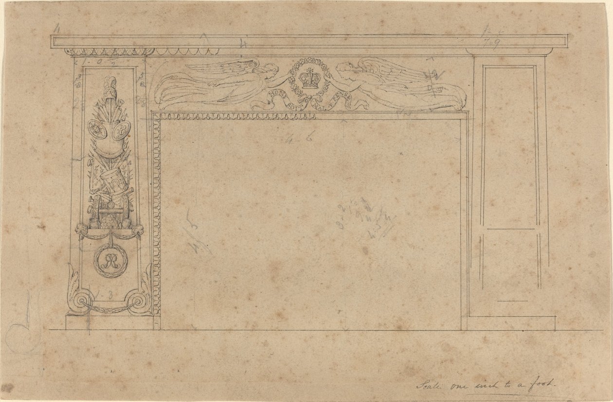 Design til skorstensstykket i Throne Room, Buckingham Palace af John Flaxman