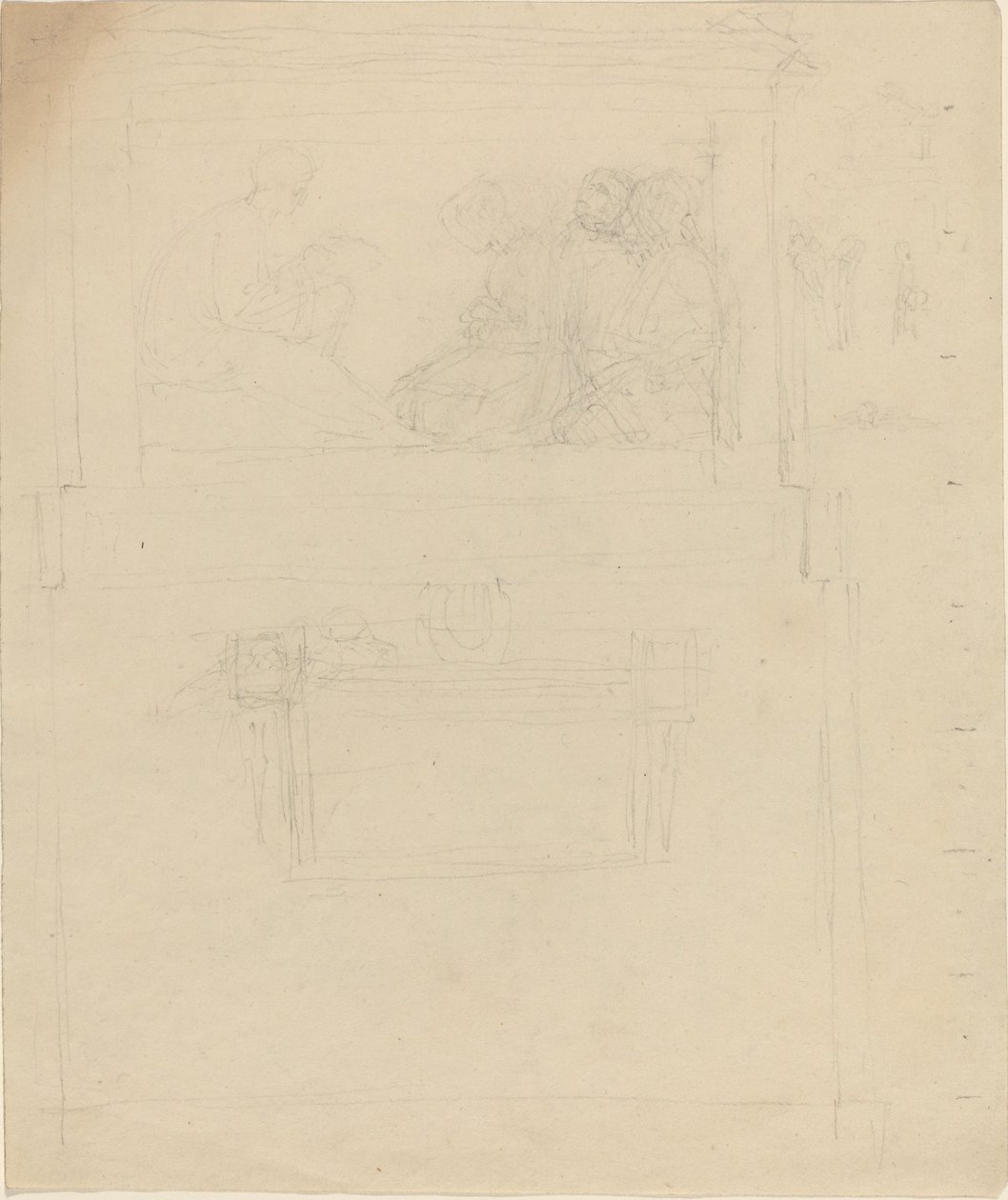 Design til et monument til Sir William Jones (?) [recto and verso] af John Flaxman