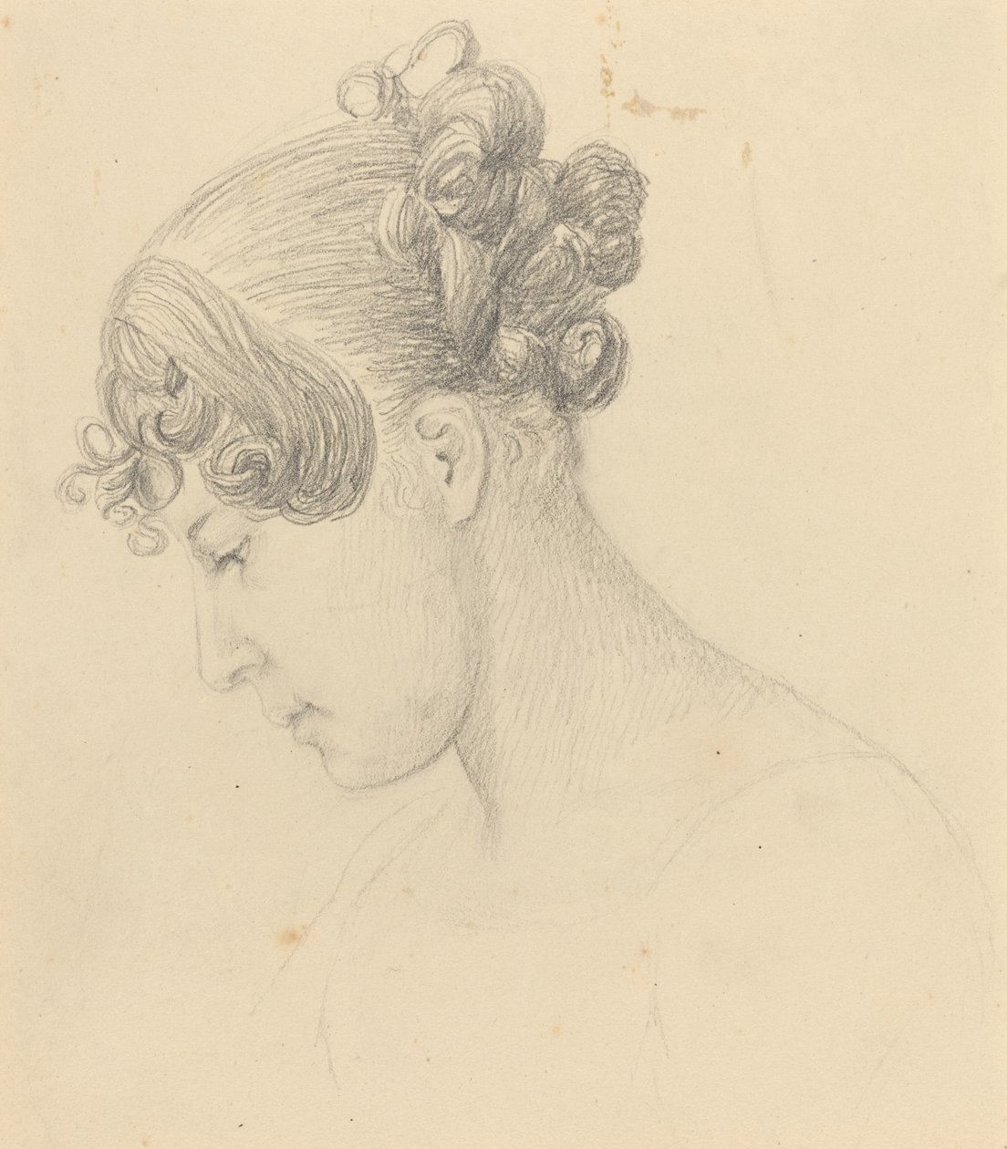 Leder af en kvinde, der kigger ned (Theresa Turner?) af John Flaxman