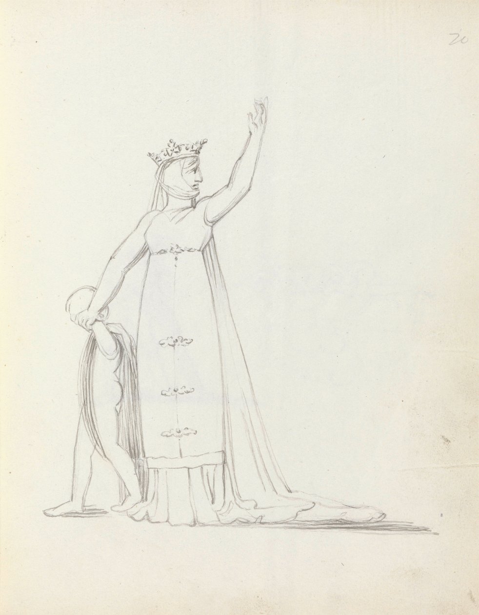 Fru Siddons som Constance med barn, 1783 (pen, blæk og vask på papir) af John Flaxman