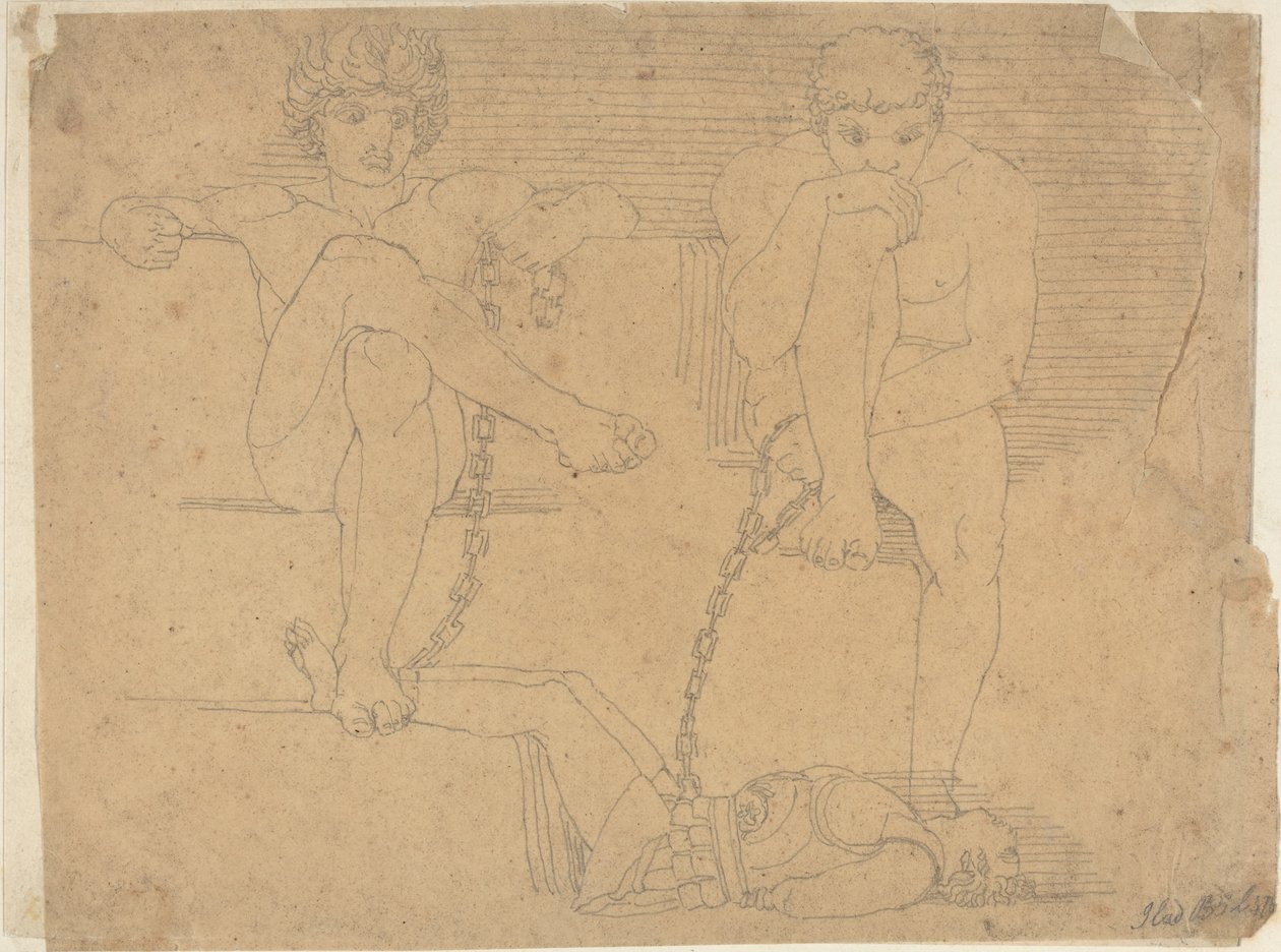 Otus og Ephialtes holder Mars fanget af John Flaxman