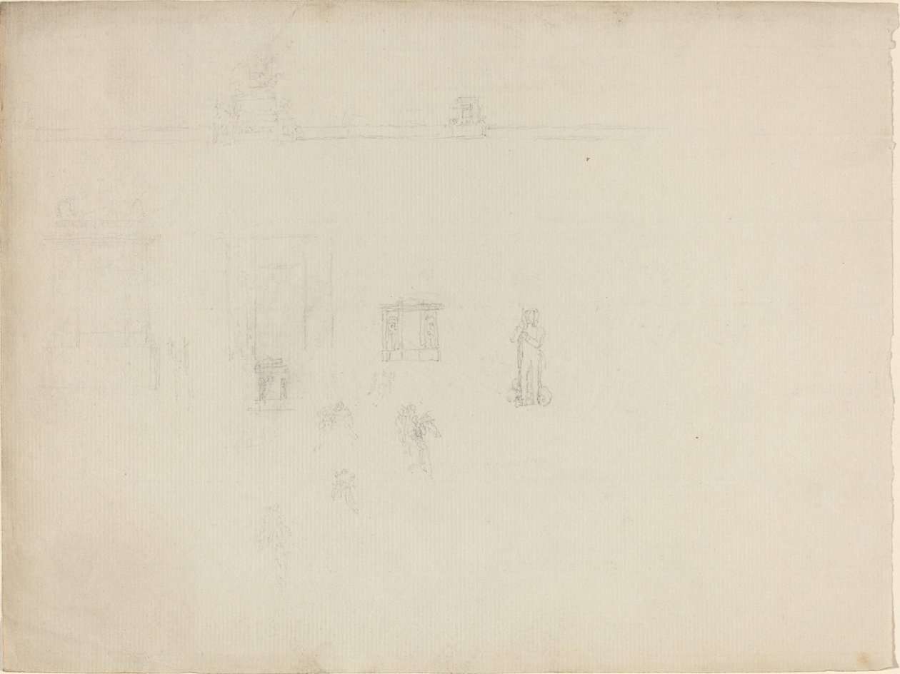 Ark med arkitektoniske og figurstudier af John Flaxman
