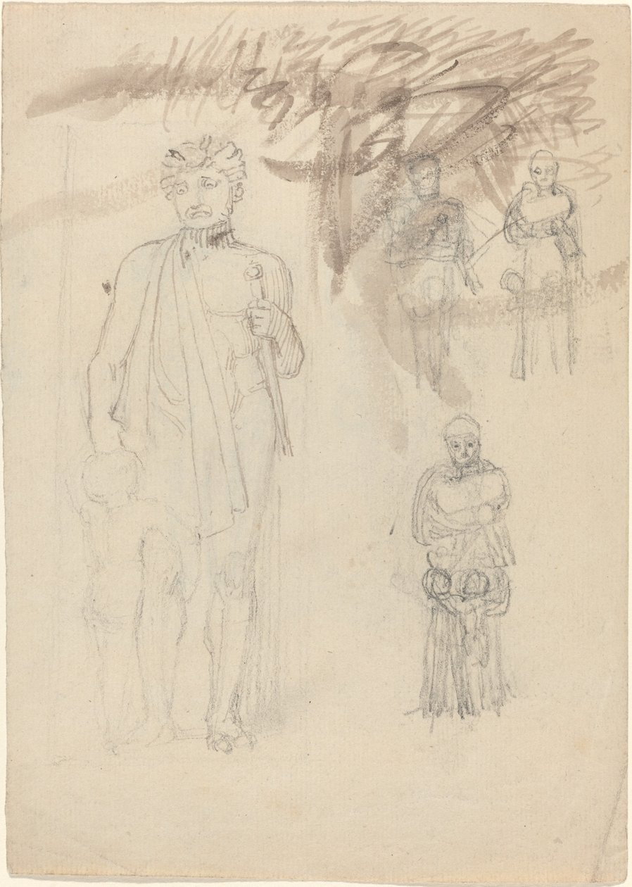 Studieark, inklusive kriger med barn [recto and verso] af John Flaxman