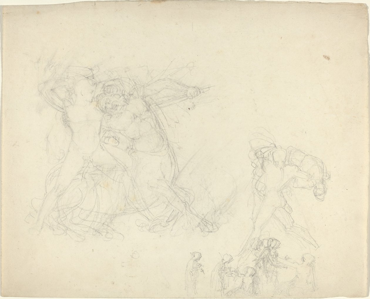 Ark med studier, herunder en mand, der kæmper mod en kentaur af John Flaxman