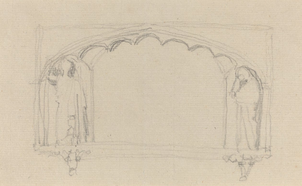 Skitse til et gotisk monument (Simcoe-monumentet?) af John Flaxman