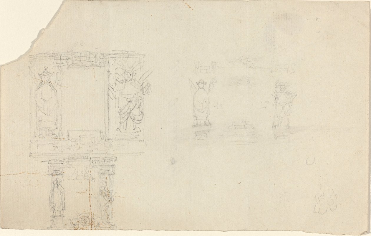 Struktur med figurer i asiatisk kjole (illustration til "Kisten"?) af John Flaxman