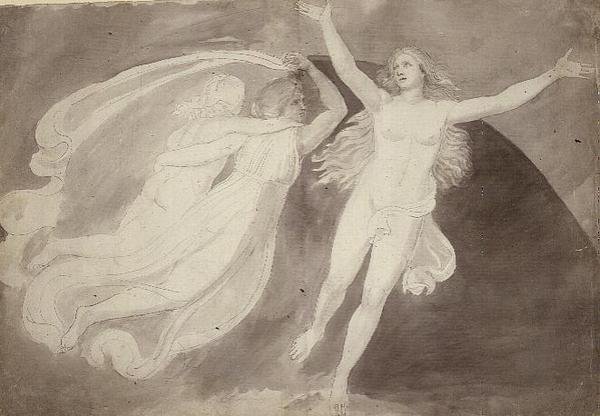 The Ascension of a Soul (blyant, pen og blæk med grå vask på papir) af John Flaxman