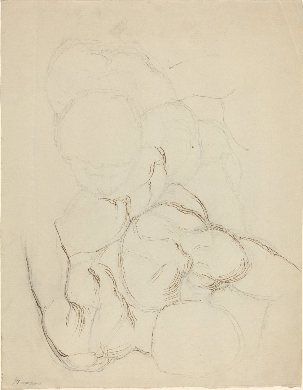 To mandlige nøgenbilleder set fra oven af John Flaxman