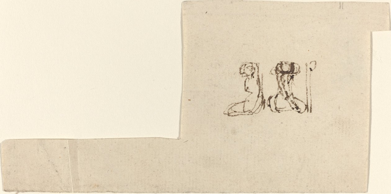 To siddende kvindefigurer med arme løftet over hovedet af John Flaxman
