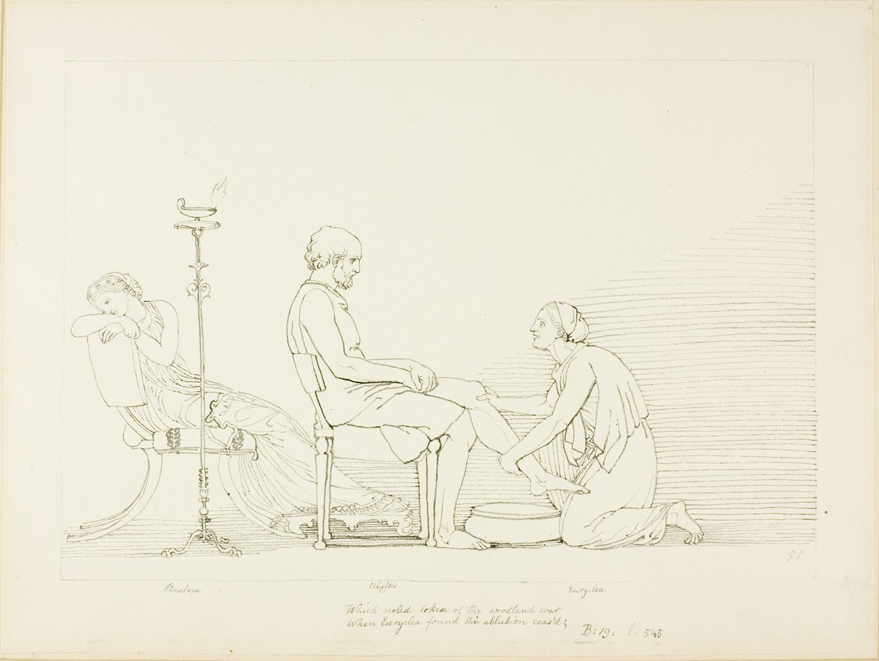 Odysseus, Penelope og Euryklæa af John Flaxman