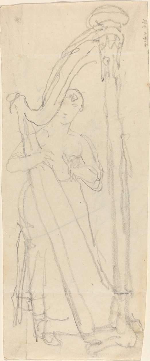 Kvinde, der spiller på en harpe (Lavinia Banks?) af John Flaxman