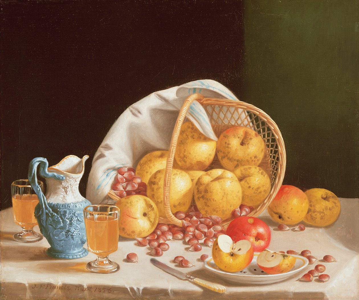 Stilleben med gule æbler, 1858 af John Francis
