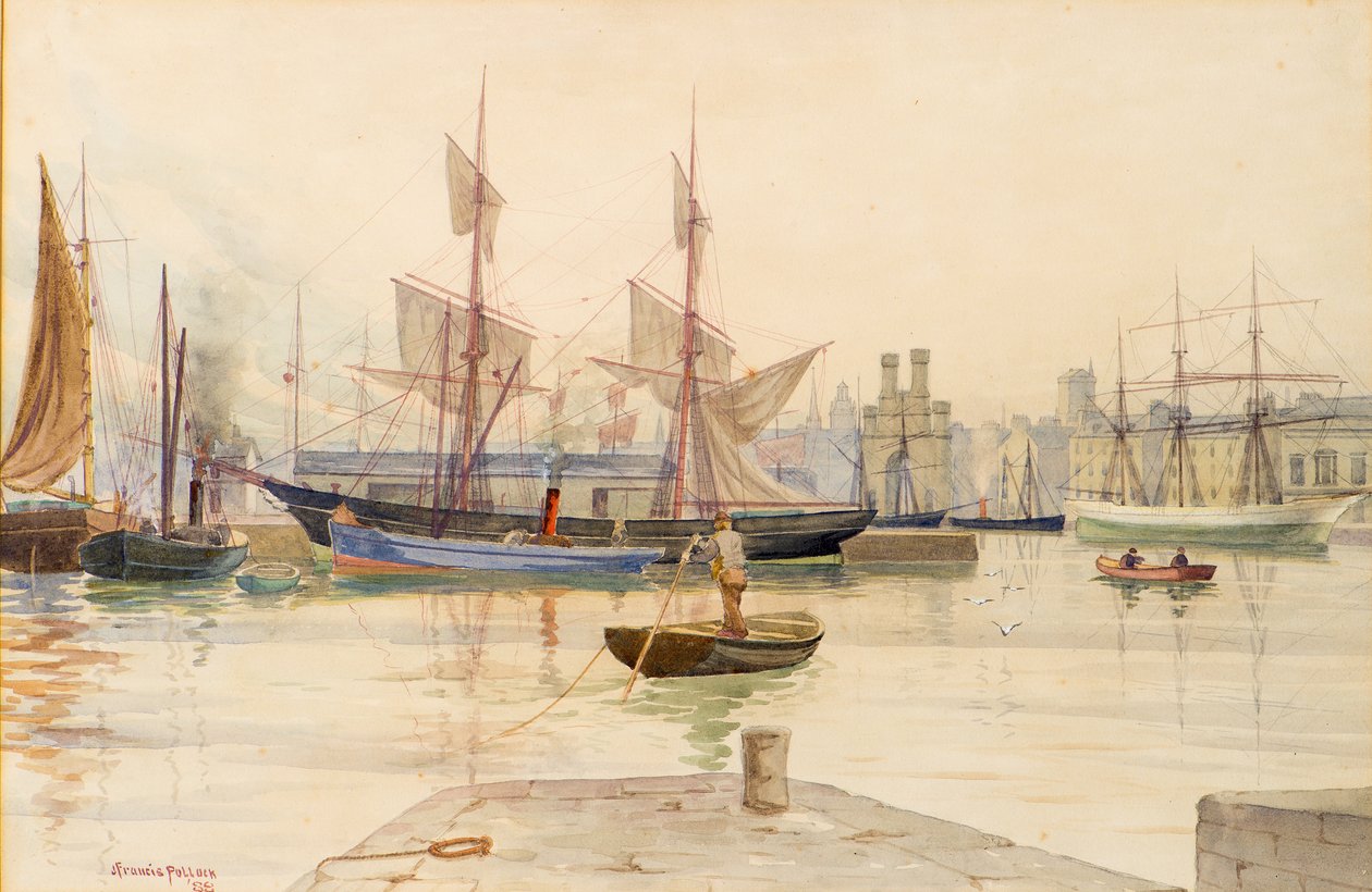 Dundee lægger til med hvalfangstfartøjer af John Francis Pollock