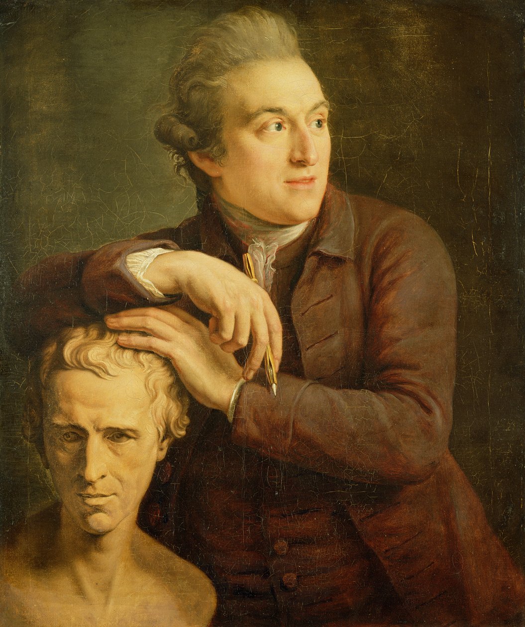 Joseph Nollekens (1737-1823) med sin buste af Laurence Sterne (1713-68) 1772 af John Francis Rigaud