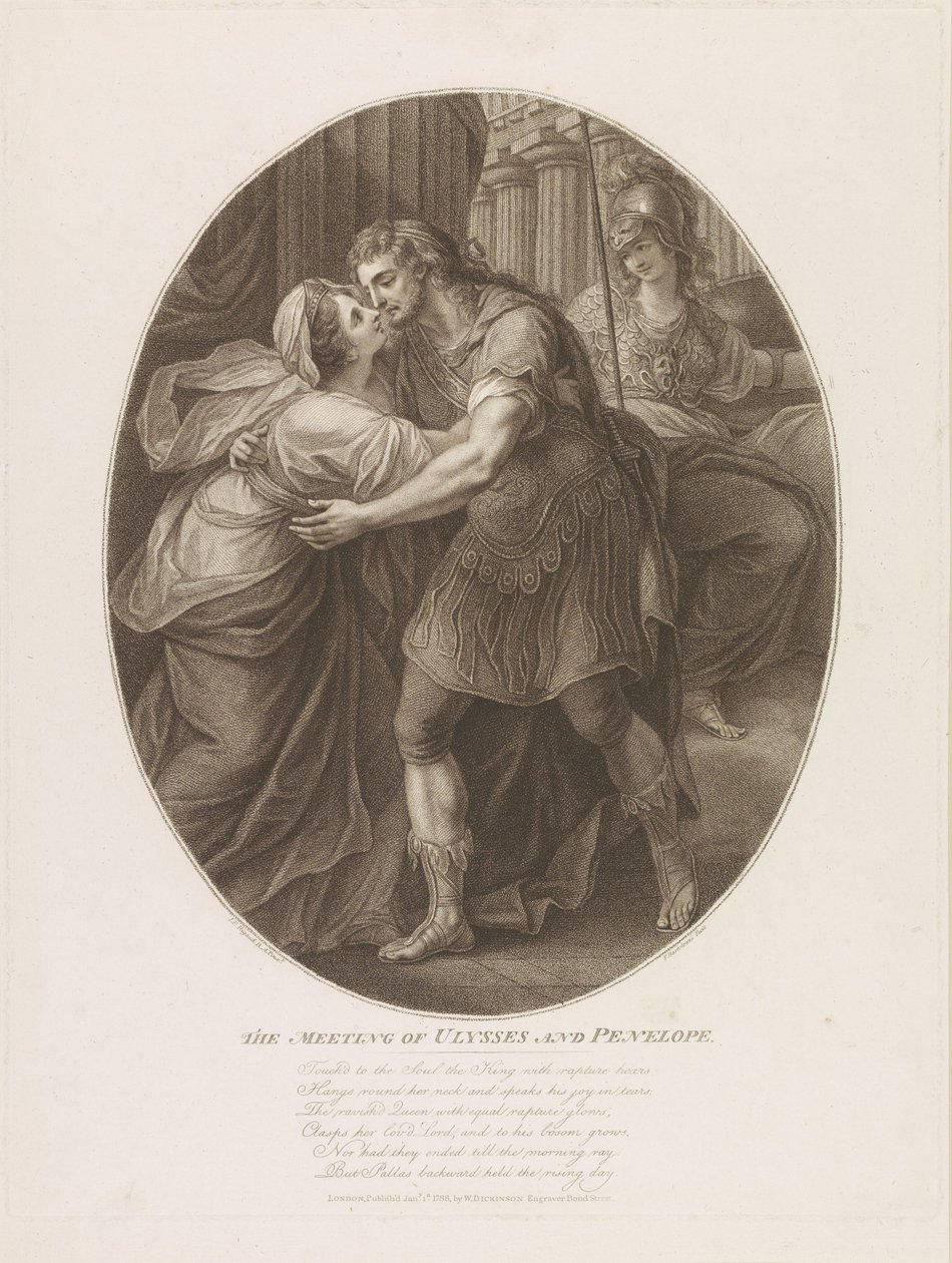 Mødet mellem Ulysses og Penelope, indgraveret af Francesco Bartolozzi af John Francis Rigaud