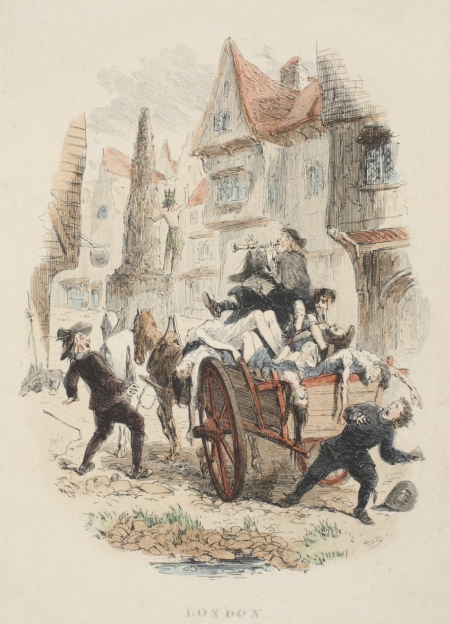 Titelside fra Old St. Pauls, af William Harrison Ainsworth, pub. 1855 (håndfarvet gravering) af John Franklin