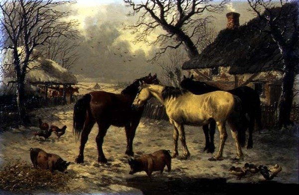 En vintergårdsscene af John Frederick Herring Jnr