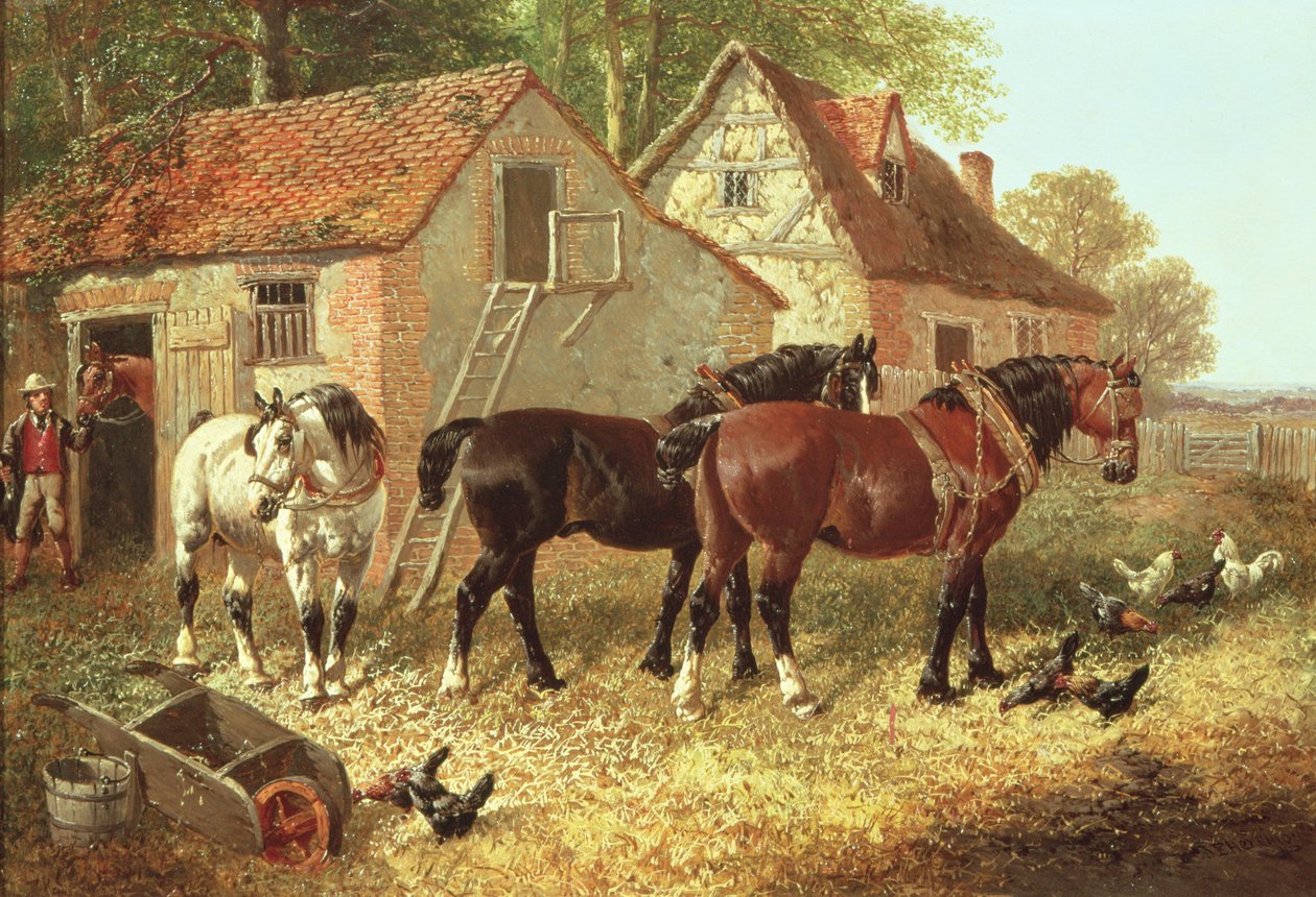 Klargøring af plovhestene af John Frederick Herring Junior