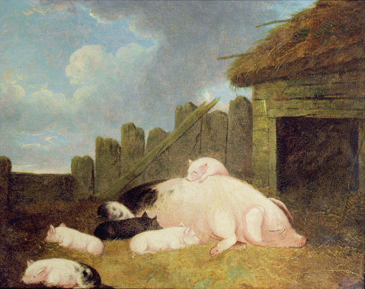 Så med smågrise i stalden af John Frederick Herring Junior
