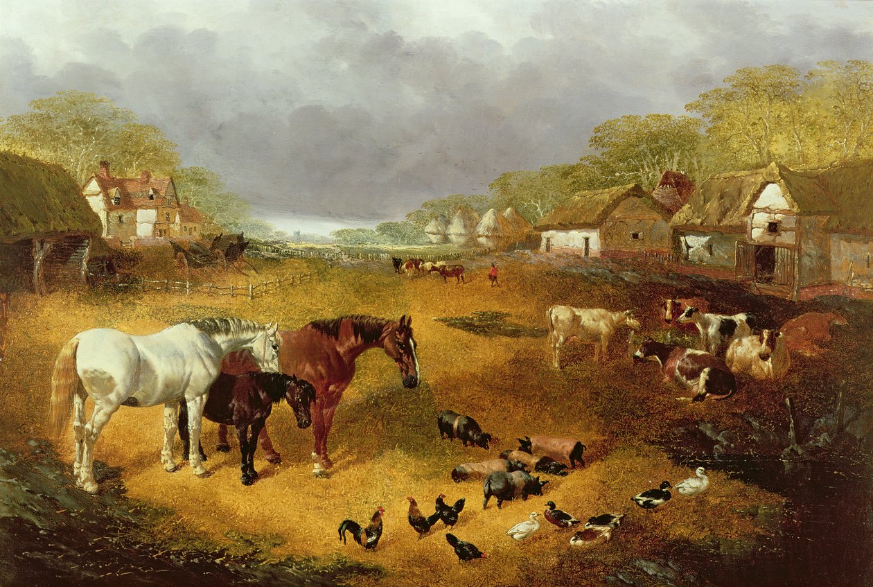 En gård i foråret, 1800-tallet af John Frederick Herring Senior