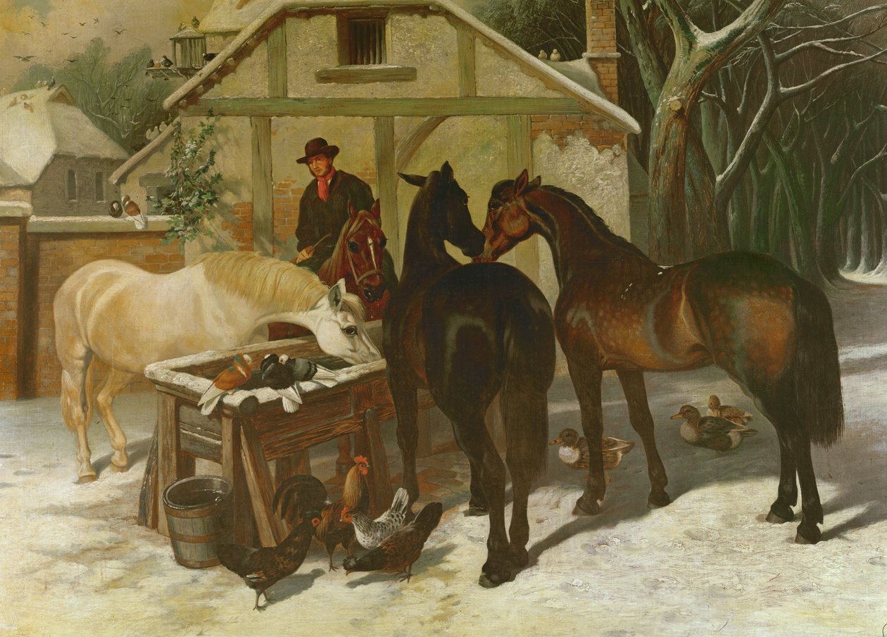 Ved vandtruget om vinteren af John Frederick Herring Senior