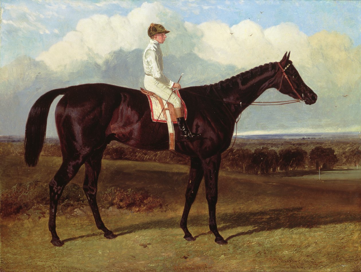 Jonathan Wild en Dark Bay Race Horse, i Goodwood, T.Ryder up, 1846 af John Frederick Herring Senior