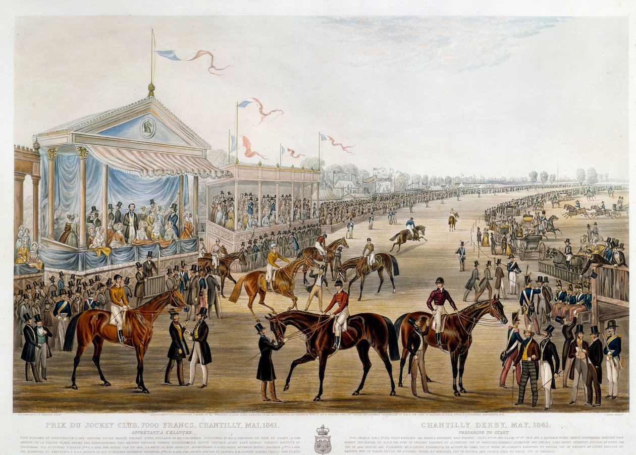 Prix du jockey club a Chantilly i 1841 Tryk af John Frederick Herring (1795-1865) af John Frederick Herring Senior