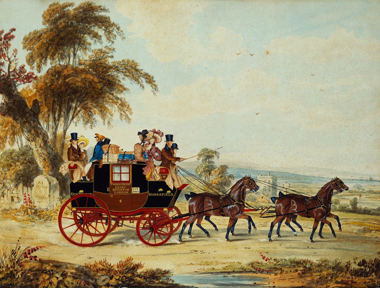 The Brighton - London Coach on the Open Road, 1831 af John Frederick Herring Senior