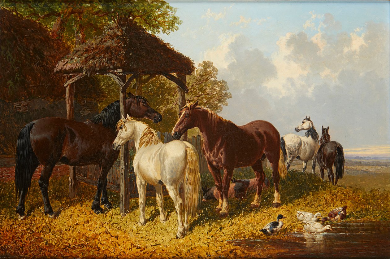 En travl gårdscene (olie på lærred) af John Frederick Jr. Herring